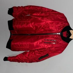 A Men’s Red Premium Fabric Quality Bomber Jacket
